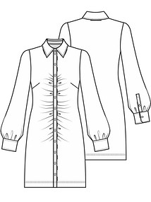 Технический рисунок трикотажного платья с драпировкой