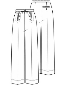 Технический рисунок брюк в матросском стиле