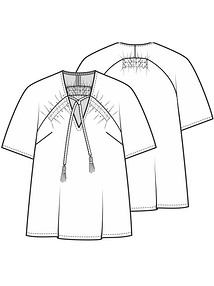 Технический рисунок блузки со сборками