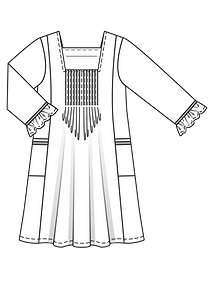 Технический рисунок платья с квадратным вырезом
