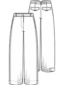 Технический рисунок брюк в стиле кэжуал