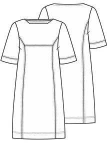 Технический рисунок платья с квадратным вырезом горловины