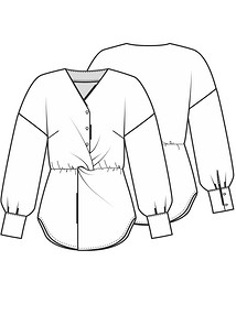 Технический рисунок блузкис драпировкой-узлом