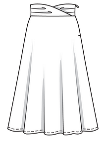 Технический рисунок юбки с широким поясом