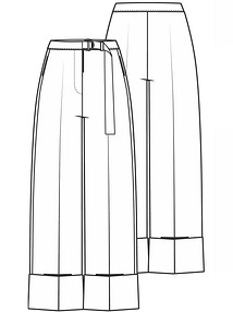 Технический рисунок брюк с широкими отворотами