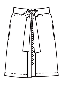 Технический рисунок юбки с бантом