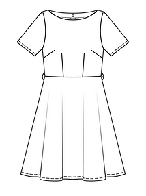 Технический рисунок платья с вырезом-лодочкой
