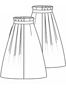 Технический рисунок асимметричной юбки со складками