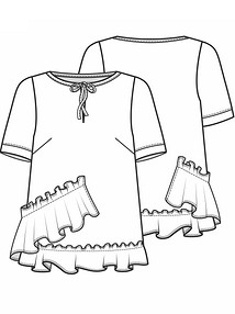 Технический рисунок трикотажной блузки прямого кроя
