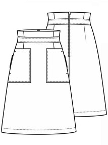 Технический рисунок юбки трапециевидного силуэта
