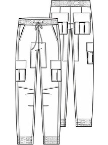 Технический рисунок мужских брюк карго