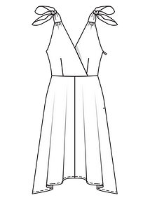 Технический рисунок платья-сарафана с завязывающимися бретелями