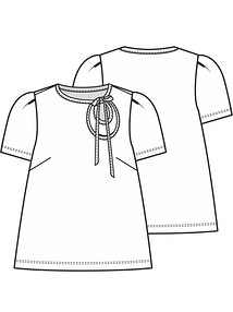 Технический рисунок блузки с короткими рукавами