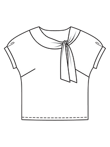 Технический рисунок блузки с фигурной планкой