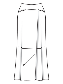 Технический рисунок длинной юбки с запахом