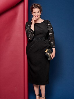 Маленькое черное платье №405 B — выкройка из Burda. Мода для полных 2/2017