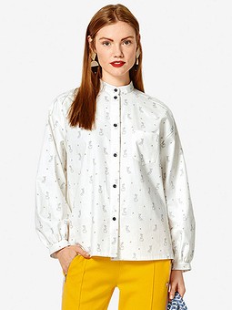 Блузка-рубашка с воротником-стойкой