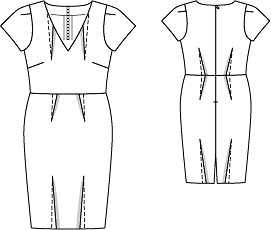 Платье-футляр с короткими рукавами