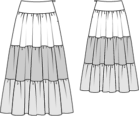 Многоярусная юбка на кокетке