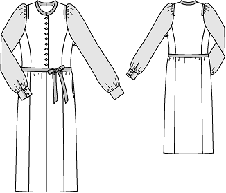 Платье с контрастными рукавами
