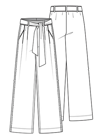 Технический рисунок брюк на эластичном поясе