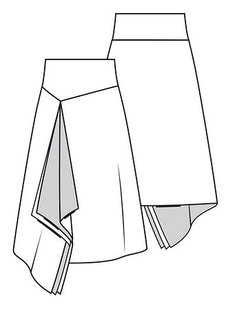 Технический рисунок юбки на широкой кокетке