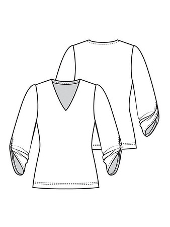 Технический рисунок пуловера с V-вырезом