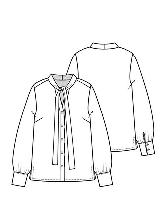 Технический рисунок блузки рубашечного кроя
