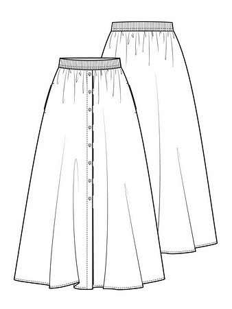 Технический рисунок юбки в стиле пэчворк