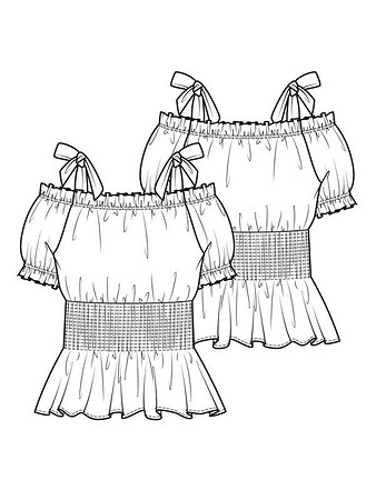 Технический рисунок блузки с открытыми плечами