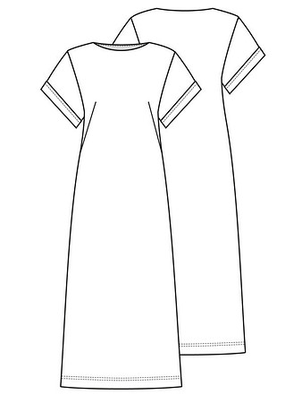Технический рисунок длинного платья простого кроя