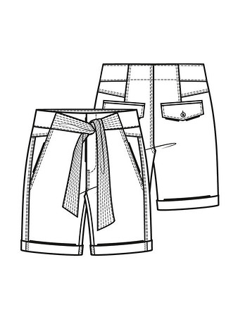 Технический рисунок шорт в джинсовом стиле