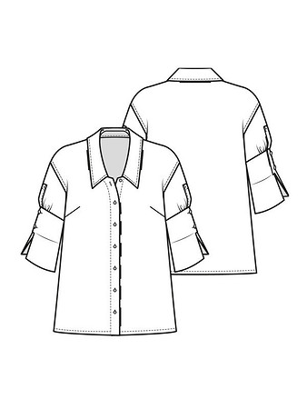 Технический рисунок блузки с широким воротником