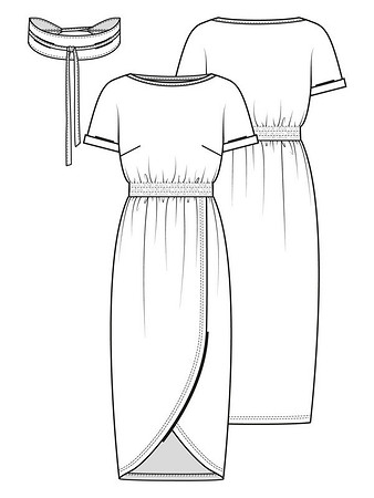 Технический рисунок платья с вырезом-лодочкой