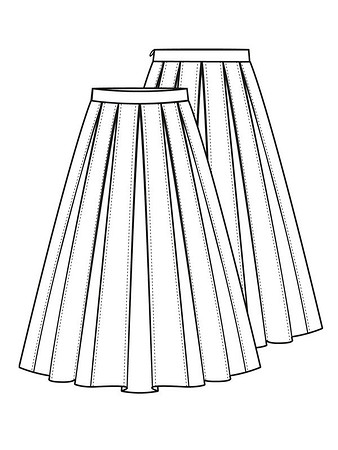 Технический рисунок юбки с клиньями