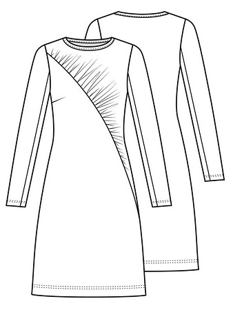 Технический рисунок платья приталенного силуэта