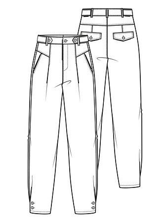 Технический рисунок брюк свободного кроя