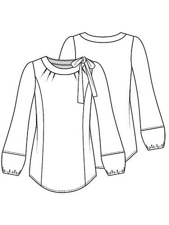 Технический рисунок блузки приталенного силуэта