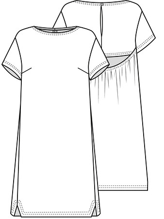 Технический рисунок платья с вырезом на спинке