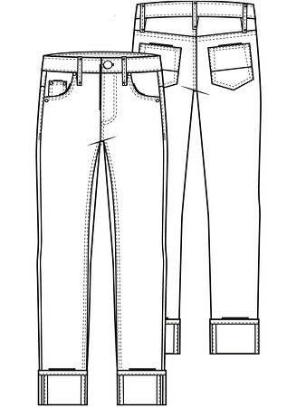 Технический рисунок узких джинсов