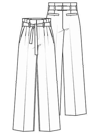 Технический рисунок брюк с завязками