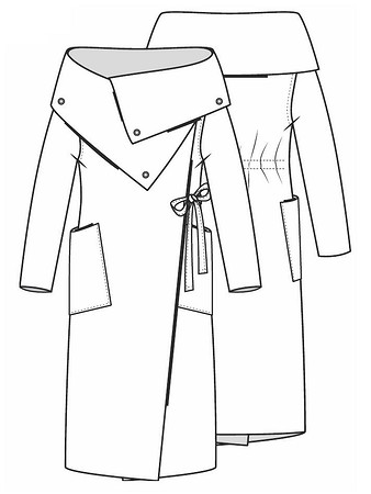 Технический рисунок пальто-одеяла на завязках