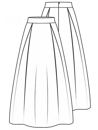 Технический рисунок юбки-макси со складками