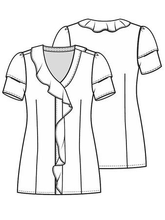 Технический рисунок блузки с двухслойными рукавами