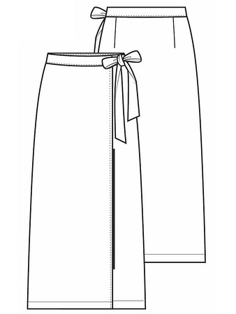 Выкройка юбки-миди с завязками WS