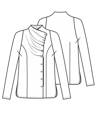 Технический рисунок блузки с асимметричной застежкой