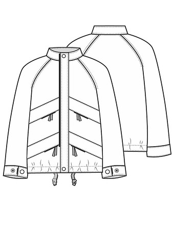 Технический рисунок мужской куртки с рукавами реглан