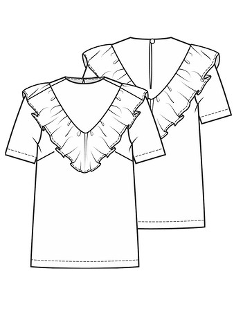 Технический рисунок блузки с короткими рукавами