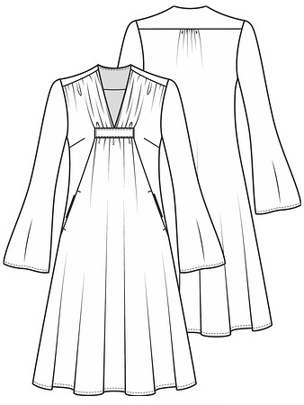 Технический рисунок расклешенного платья