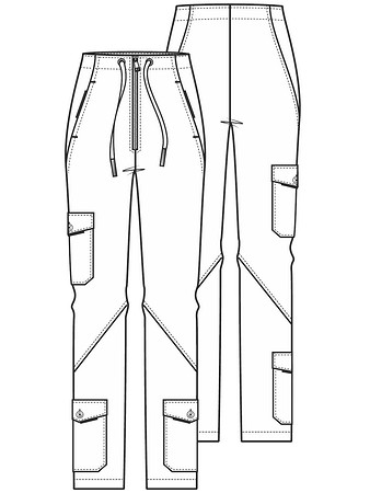 Технический рисунок брюк с накладными карманами